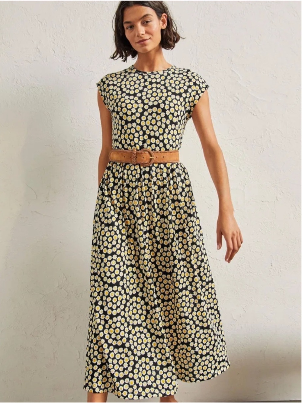 Boden easy T-shirt midi dress daisy cap sleeve womens 6 cotton
